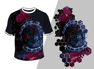 Soyut teknoloji kavramına sahip vektör tişört tasarımı