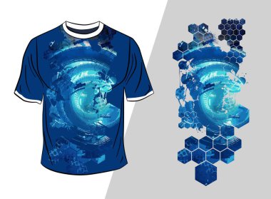 Soyut teknoloji kavramına sahip vektör tişört tasarımı