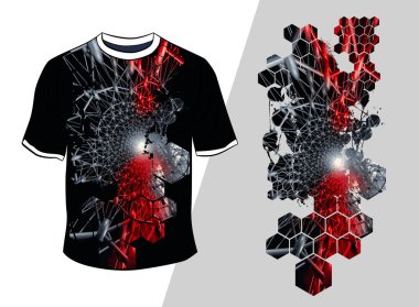 Soyut teknoloji kavramına sahip vektör tişört tasarımı