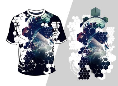 Soyut teknoloji kavramına sahip vektör tişört tasarımı