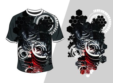 Soyut teknoloji kavramına sahip vektör tişört tasarımı