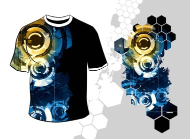 Soyut teknoloji kavramına sahip vektör tişört tasarımı