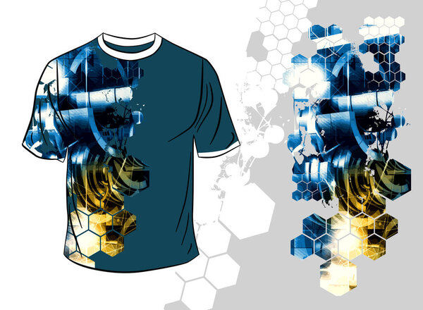 Vector T-shirt design with abstract technology concept