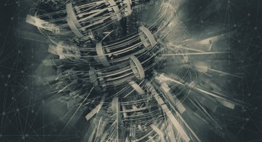 Yenilikçilik teknolojisinin 3D çizimi arka plan yüksek teknoloji iletişim konsepti