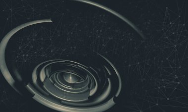 Yenilikçilik teknolojisinin 3D çizimi arka plan yüksek teknoloji iletişim konsepti