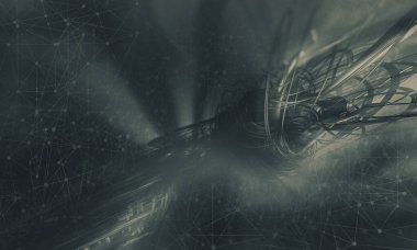 Yenilikçilik teknolojisinin 3D çizimi arka plan yüksek teknoloji iletişim konsepti