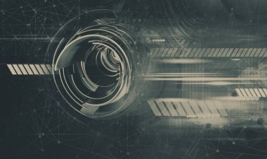 Yenilikçilik teknolojisinin 3D çizimi arka plan yüksek teknoloji iletişim konsepti