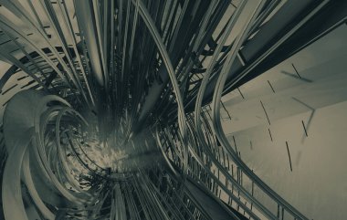 Yenilikçilik teknolojisinin 3D çizimi arka plan yüksek teknoloji iletişim konsepti