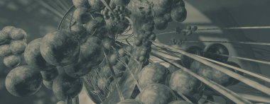 Yenilikçilik teknolojisinin 3D çizimi arka plan yüksek teknoloji iletişim konsepti