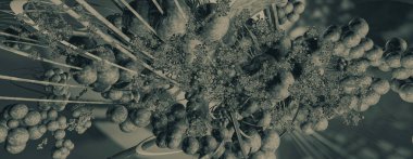 Yenilikçilik teknolojisinin 3D çizimi arka plan yüksek teknoloji iletişim konsepti