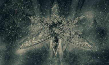 Yenilikçilik teknolojisinin 3D çizimi arka plan yüksek teknoloji iletişim konsepti