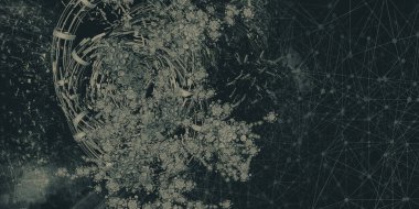 Yenilikçilik teknolojisinin 3D çizimi arka plan yüksek teknoloji iletişim konsepti