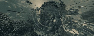 Yenilikçilik teknolojisinin 3D çizimi arka plan yüksek teknoloji iletişim konsepti