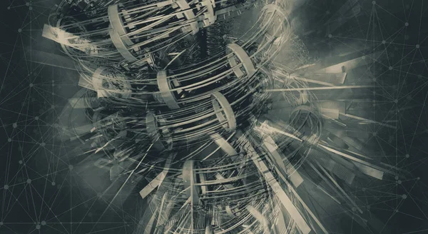 Yenilikçilik teknolojisinin 3D çizimi arka plan yüksek teknoloji iletişim konsepti