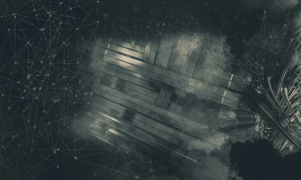 Yenilikçilik teknolojisinin 3D çizimi arka plan yüksek teknoloji iletişim konsepti