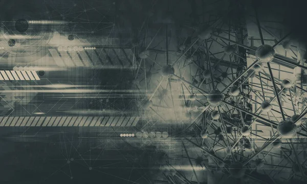 Yenilikçilik teknolojisinin 3D çizimi arka plan yüksek teknoloji iletişim konsepti