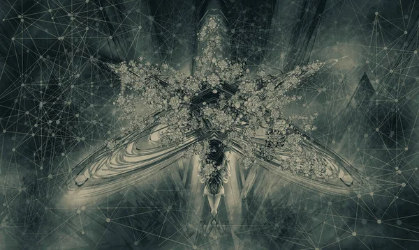 Yenilikçilik teknolojisinin 3D çizimi arka plan yüksek teknoloji iletişim konsepti