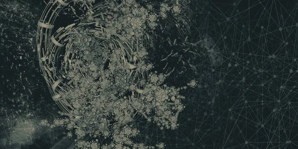 Yenilikçilik teknolojisinin 3D çizimi arka plan yüksek teknoloji iletişim konsepti