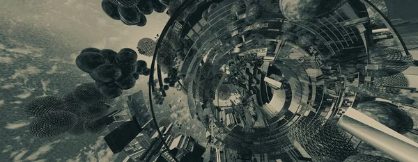 Yenilikçilik teknolojisinin 3D çizimi arka plan yüksek teknoloji iletişim konsepti