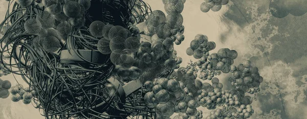 Yenilikçilik teknolojisinin 3D çizimi arka plan yüksek teknoloji iletişim konsepti