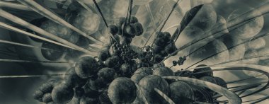 Yenilikçilik teknolojisinin 3D çizimi arka plan yüksek teknoloji iletişim konsepti