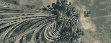 Yenilikçilik teknolojisinin 3D çizimi arka plan yüksek teknoloji iletişim konsepti