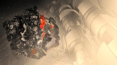 Bilim teknolojisi konseptinin 3 boyutlu illüstrasyonu. İletişim ağı