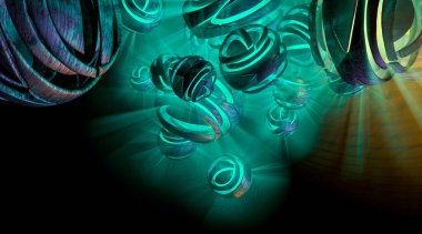 Bilim teknolojisi konseptinin 3 boyutlu illüstrasyonu. İletişim ağı