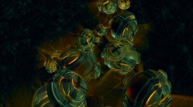 Bilim teknolojisi konseptinin 3 boyutlu illüstrasyonu. İletişim ağı