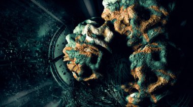 Bilim teknolojisi konseptinin 3 boyutlu illüstrasyonu. İletişim ağı