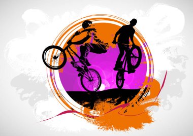 Soyut arkaplanda BMX sürücüsü, spor vektörü