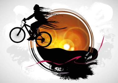 Soyut arkaplanda BMX sürücüsü, spor vektörü