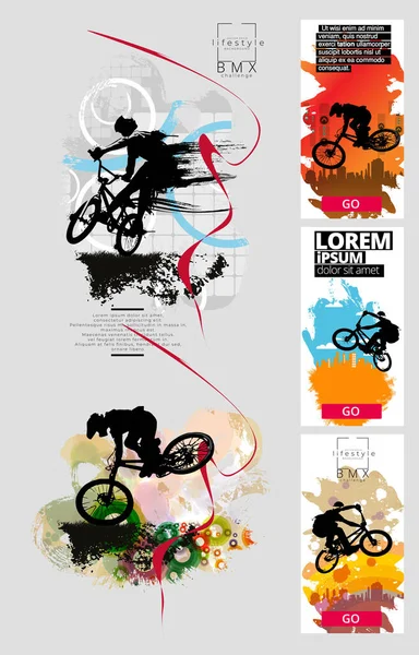 Active Man Bmx Rider Abstract Sport Background Vector — Stock Vector