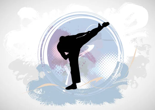 Junge Männliche Karatekrieger Gesunder Lebensstil Kampfkunst Vektor — Stockvektor