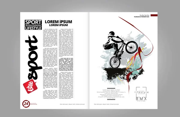 Magazine Impression Book Avec Sujet Sportif Arrière Plan Vecteur Facile — Image vectorielle