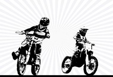 Motosiklet süren aktif bir adamın spor geçmişi internet afişleri, sosyal medya afişleri, web siteleri başlıkları, vektör illüstrasyonları için hazır. 