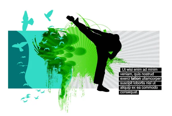 Ung Karatekrigare Sport Bakgrund Redo För Affisch Eller Banner Vektor — Stock vektor