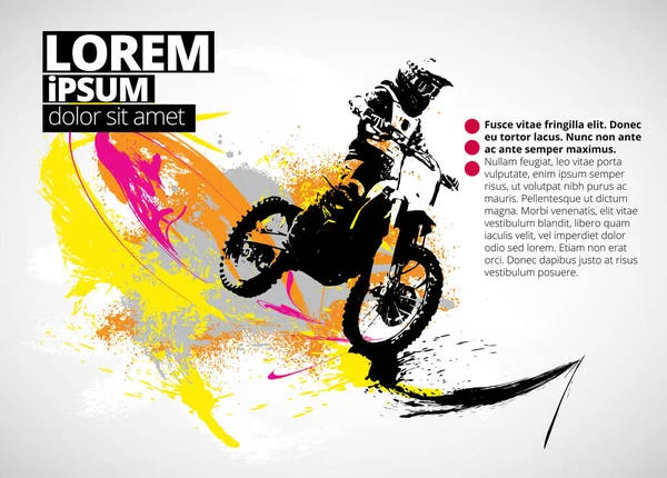 Fundo Esporte Com Homem Ativo Andando Moto Pronto Para Banners — Vetor de Stock