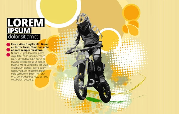 アクティブ男とスポーツの背景は インターネットバナー ソーシャルメディアバナー ウェブサイトのヘッダー ベクトルイラストの準備ができてバイクに乗る — ストックベクタ