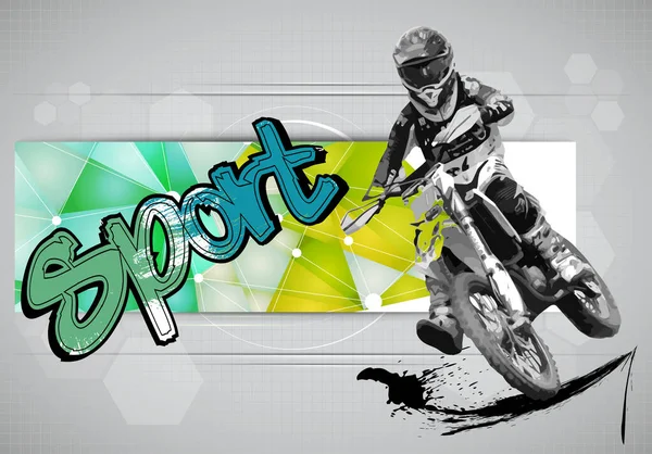 Fond Sportif Avec Homme Actif Moto Prêt Pour Les Bannières — Image vectorielle