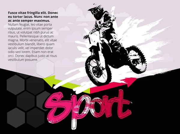 Tło Sportowe Aktywnym Człowiekiem Jazda Motobike Gotowy Banerów Internetowych Banery — Wektor stockowy