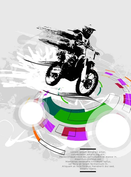 Sport Background Active Man Riding Motobike Ready Internet Banners Social — Stock Vector