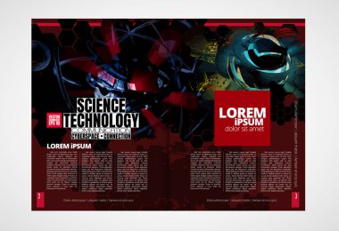 Kullanıma hazır teknoloji konulu broşür, kitap veya sunum modeli, düzenlenmesi kolay vektör illüstrasyonu