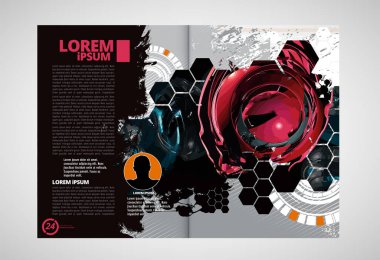 Kullanıma hazır teknoloji konulu broşür, kitap veya sunum modeli, düzenlenmesi kolay vektör illüstrasyonu