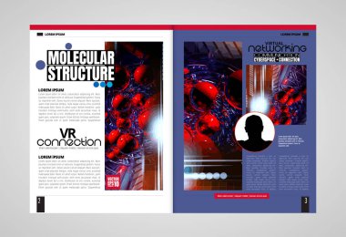 Kullanıma hazır teknoloji konulu broşür, kitap veya sunum modeli, düzenlenmesi kolay vektör illüstrasyonu