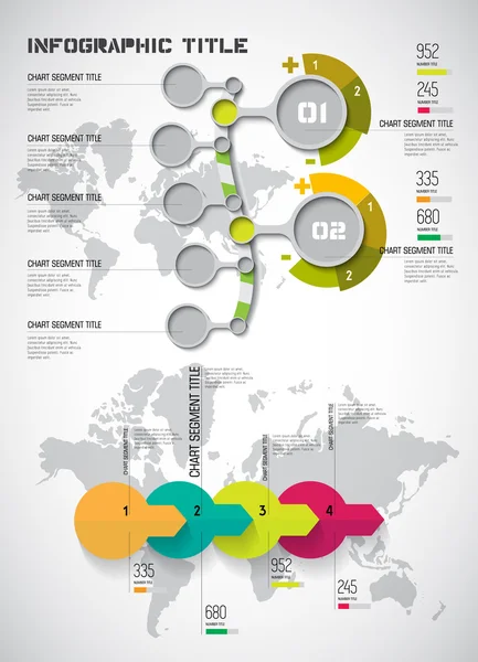 세계 지도와 타임 라인 infographic — 스톡 벡터
