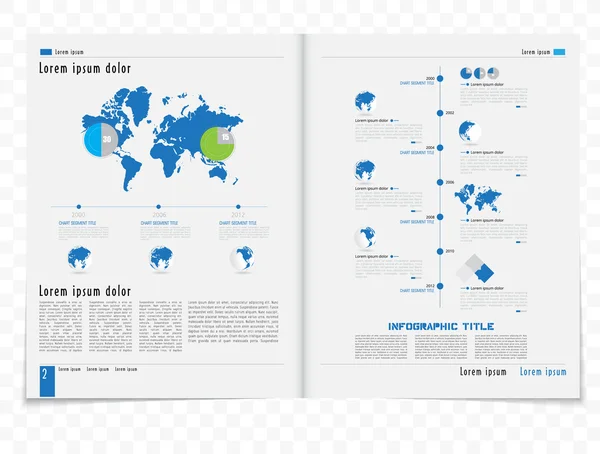 Revista de diseño con elementos infográficos — Vector de stock