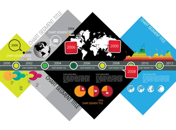 Wereld globe tijdlijn infographic — Stockvector