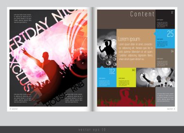Musical magazine spread layout clipart