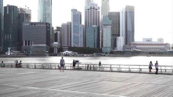 新加坡滨海湾对岸的城 — 图库视频影像